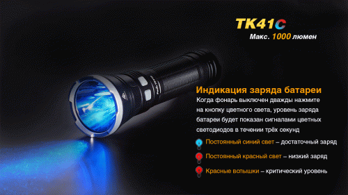 Fenix TK41C тактический яркий фонарь красный синий свет