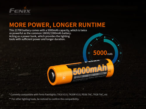 Аккумулятор Fenix ARB-L21-5000 V2.0 (21700) LI-ION 5000 MAЧ
